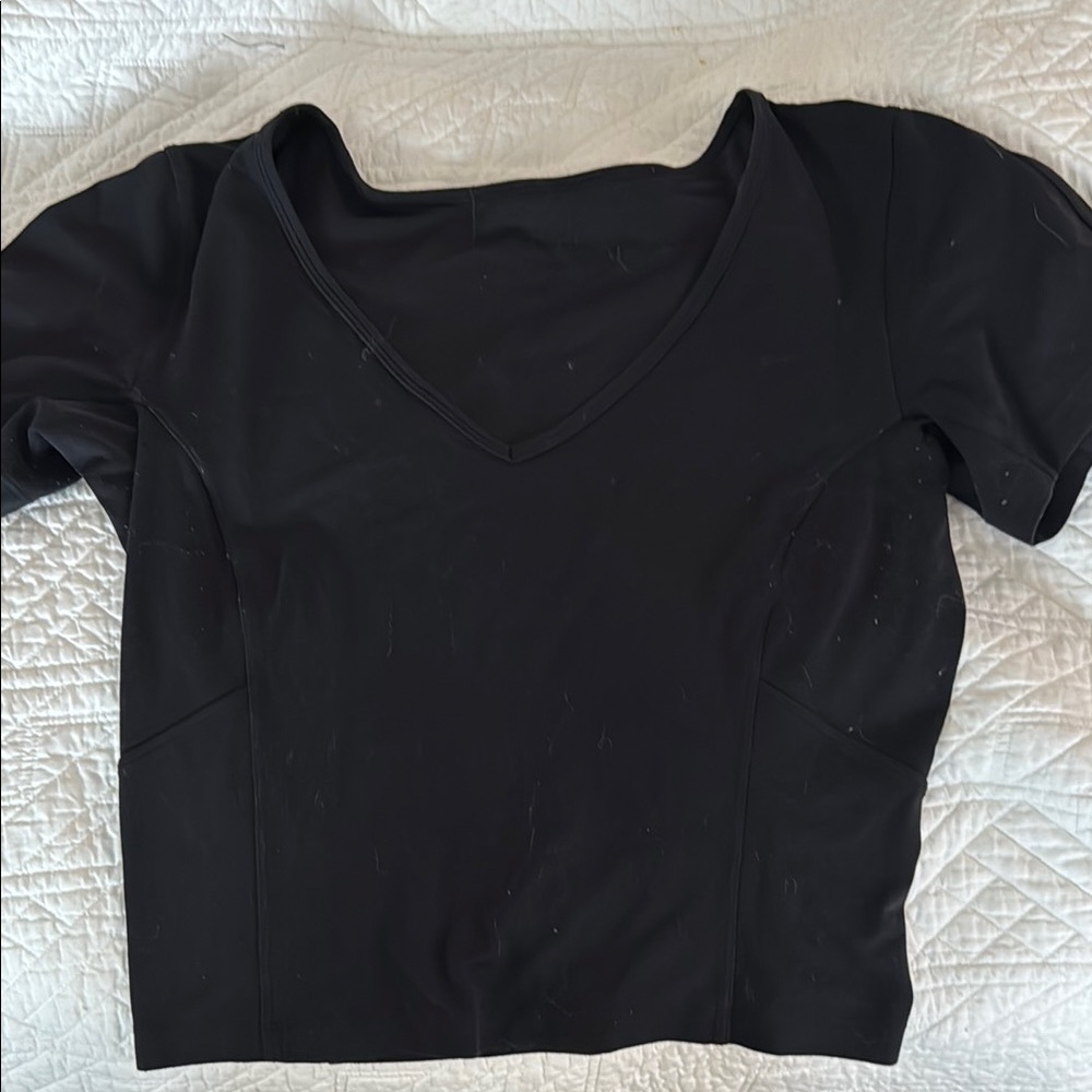 Black V-Neck Women's Top